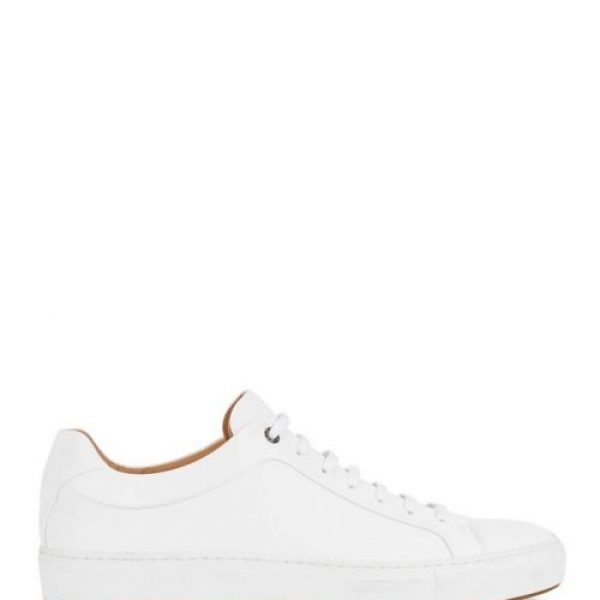 Tennis-style trainers in burnished leather